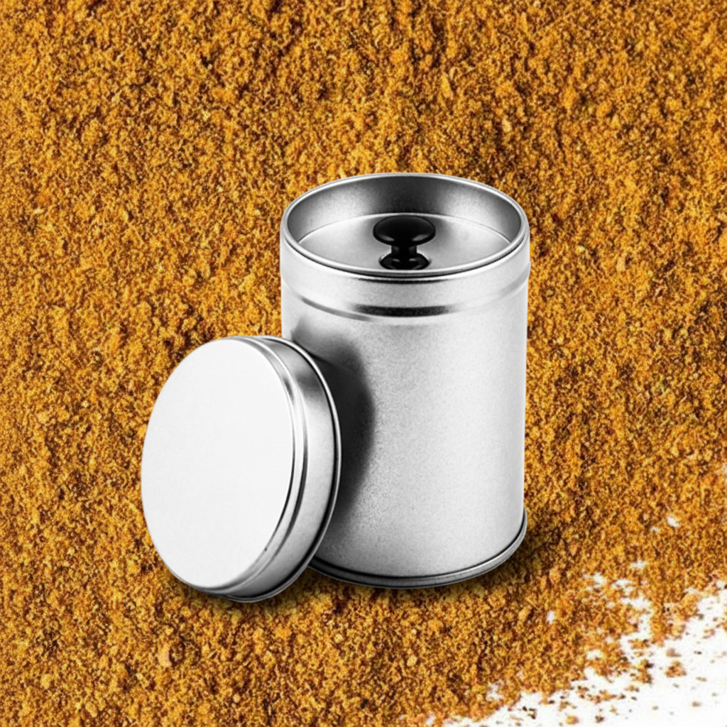 Produktbild Tandoori Masala mit Dose im Vordergrund